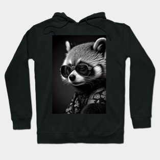 Red Panda Rockstar: A Black and White Portrait Hoodie